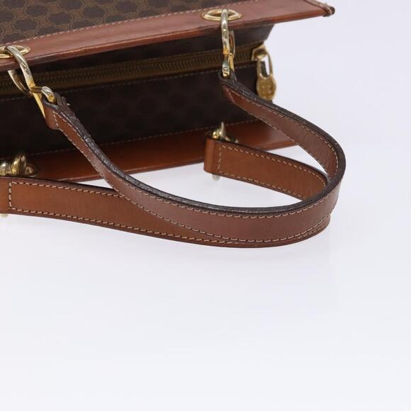 CELINE Macadam Canvas Hand Bag Pvc Leather Brown Gold - Picture 7 of 12